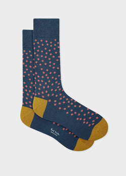 Paul Smith Dark Blue Cotton-Blend Polka Dot Socks