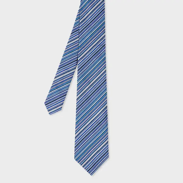 Paul Smith Dark Blue 'Signature Stripe' Silk Tie | LYBSTORE