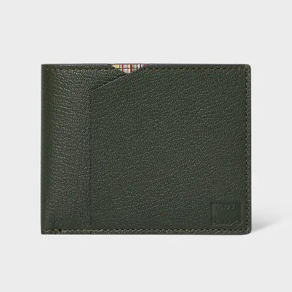 Paul Smith Dark Green Grained Leather Compact Billfold Wallet | LYBSTORE