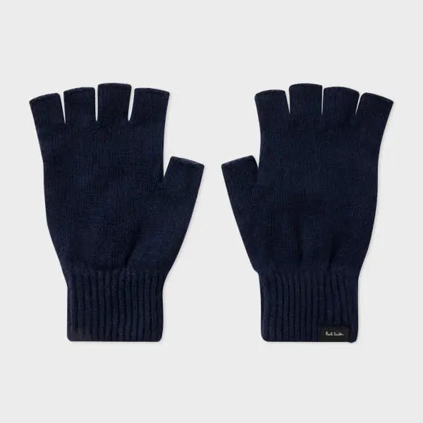 Paul Smith Dark Navy Cashmere-Blend Fingerless Gloves Blue