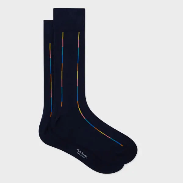 Paul Smith Dark Navy Thin 'Artist Stripe' Socks Blue | LYBSTORE