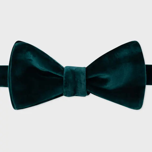 Paul Smith Forest Green Velvet Self-Tie Bow Tie