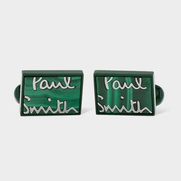 Paul Smith Green Malachite 'Signature' Cufflinks | LYBSTORE