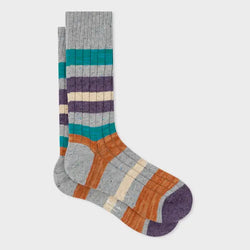 Paul Smith Grey Chunky Stripe Socks