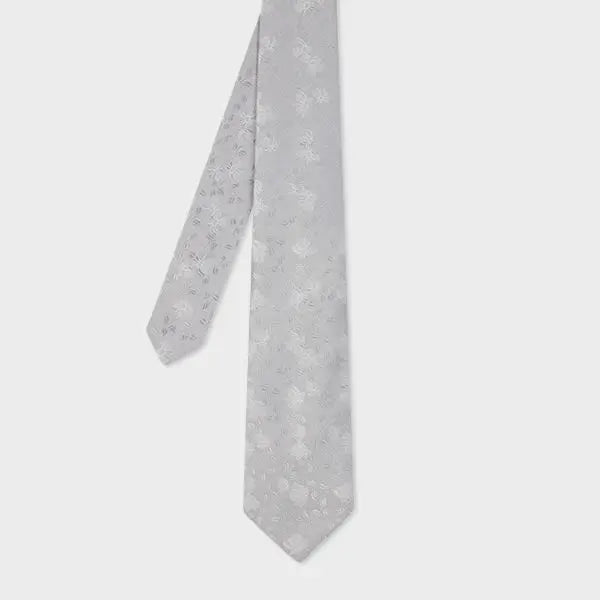 Paul Smith Grey Floral Jacquard Silk Tie | LYBSTORE