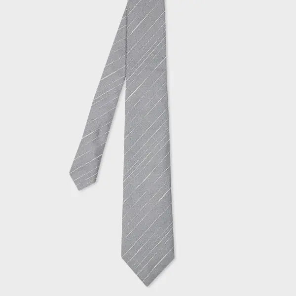 Paul Smith Grey Metallic Textured-Stripe Silk Tie | LYBSTORE