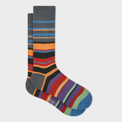 Paul Smith Grey Mixed Stripe Socks