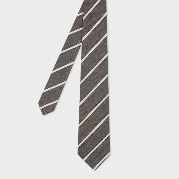 Paul Smith Grey Wool-Silk Diagonal Stripe Tie