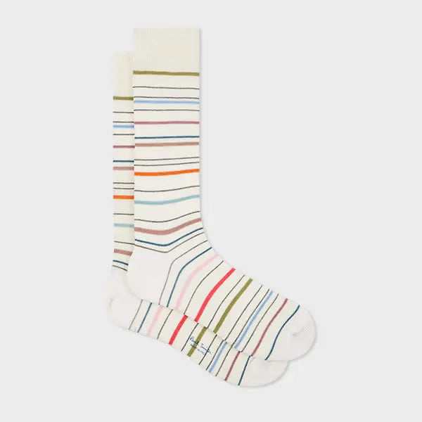 Paul Smith Ivory 'Pencil Stripe' Socks White | LYBSTORE