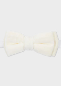 Paul Smith Ivory Velvet Pre-Tied Bow Tie White