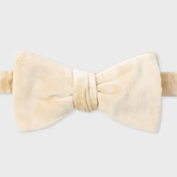 Paul Smith Ivory Velvet Self-Tie Bow Tie White