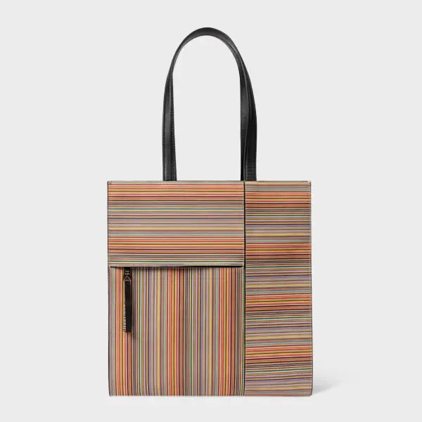 Paul Smith Leather 'Signature Stripe' Tote Bag Multicolour | LYBSTORE