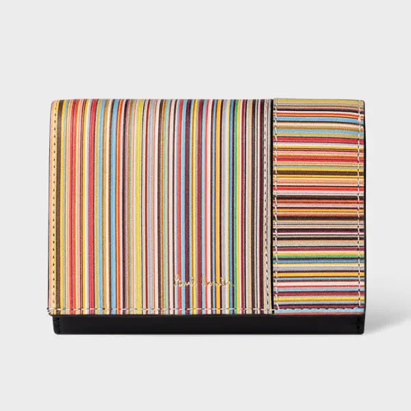 Paul Smith Leather 'Signature Stripe' Tri-Fold Small Purse Multicolour | LYBSTORE