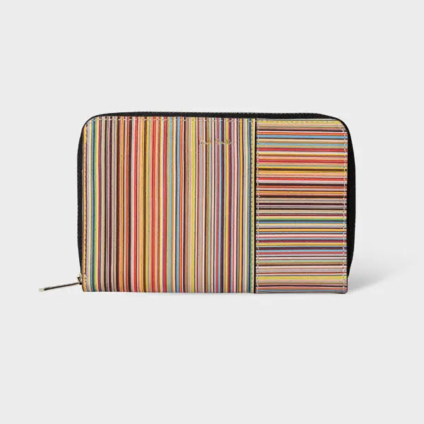 Paul Smith Leather 'Signature Stripe' Zip-Around Purse Multicolour | LYBSTORE