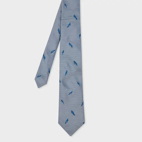 Paul Smith Light Blue Silk 'Parrots' Tie | LYBSTORE