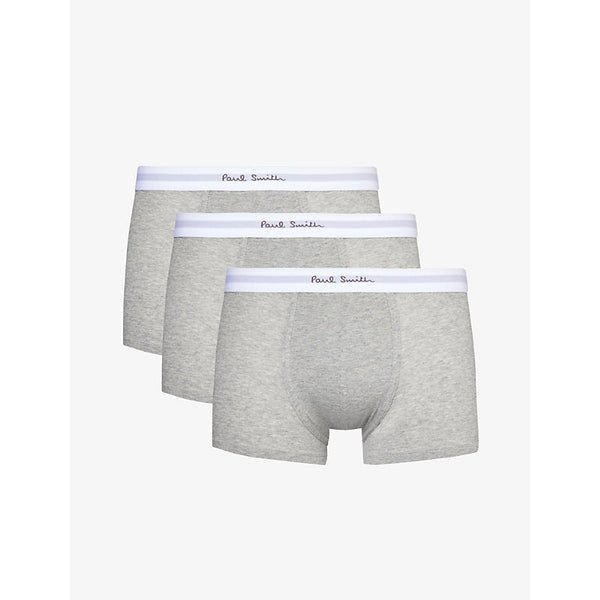 Mens Paul Smith Logo-waistband pack of three stretch-organic cotton trunks