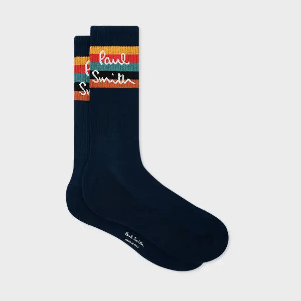 Paul Smith Navy 'Artist Stripe' Logo Socks Blue | LYBSTORE