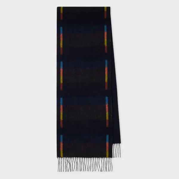 Paul Smith Navy 'Artist Stripe' Tracks Scarf Blue | LYBSTORE