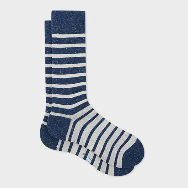 Paul Smith Navy Blue Cotton-Blend Stripe Socks