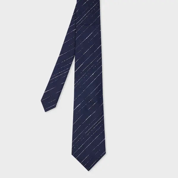 Paul Smith Navy Blue Textured-Stripe Silk Tie