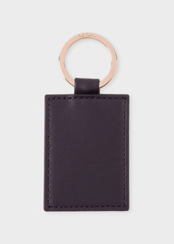 Paul Smith Navy Calf Leather Monogrammed Keyring Blue