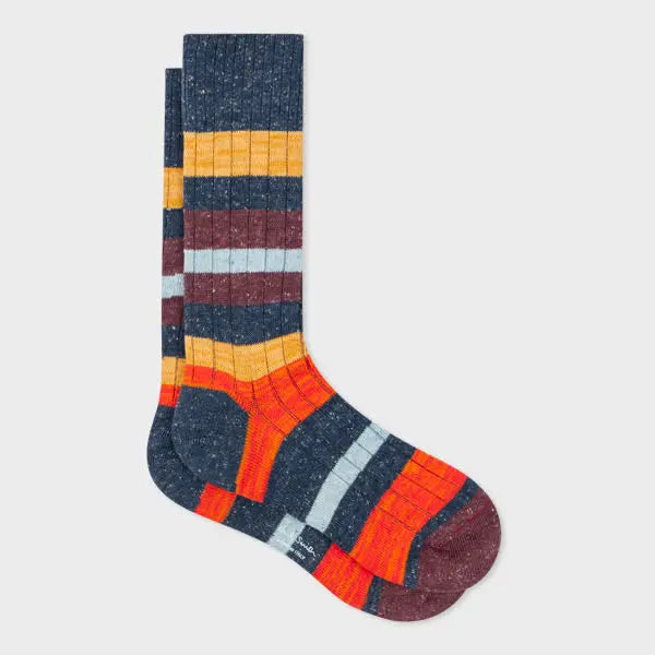 Paul Smith Navy Chunky Stripe Socks Blue