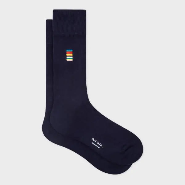 Paul Smith Navy Embroidered 'Signature Stripe' Socks Blue | LYBSTORE