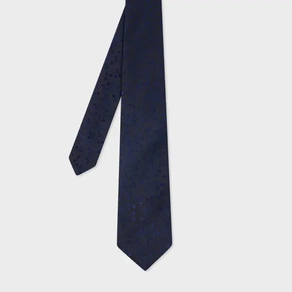 Paul Smith Navy Floral Jacquard Silk Tie Blue