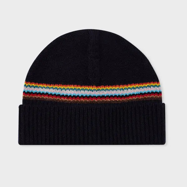 Paul Smith Navy 'Signature Stripe' Block Beanie Blue | LYBSTORE