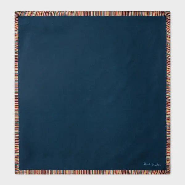 Paul Smith Navy 'Signature Stripe' Silk Pocket Square Blue | LYBSTORE