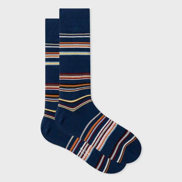 Paul Smith Navy Spaced 'Signature Stripe' Socks Blue | LYBSTORE