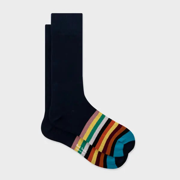 Paul Smith Navy Stripe Tipping Socks Blue