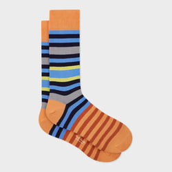 Paul Smith Orange Multi-Stripe Cotton-Blend Socks