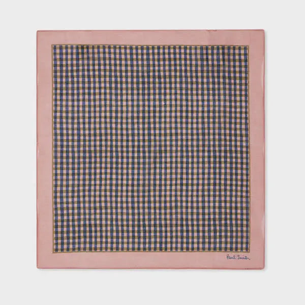 Paul Smith Pink Gingham Check Pocket Square