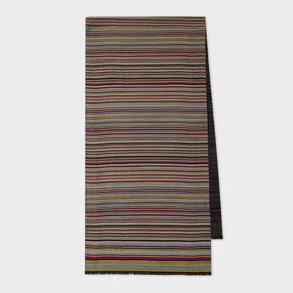 Paul Smith 'Signature Stripe' Silk-Wool Blend Scarf Multicolour | LYBSTORE