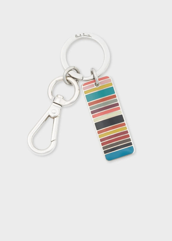 Paul Smith 'Signature Stripe' Tag Metal Keyring Multicolour | LYBSTORE