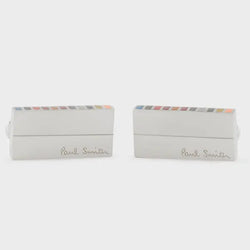 Paul Smith Silver 'Signature Stripe' Edge Cufflinks Multicolour