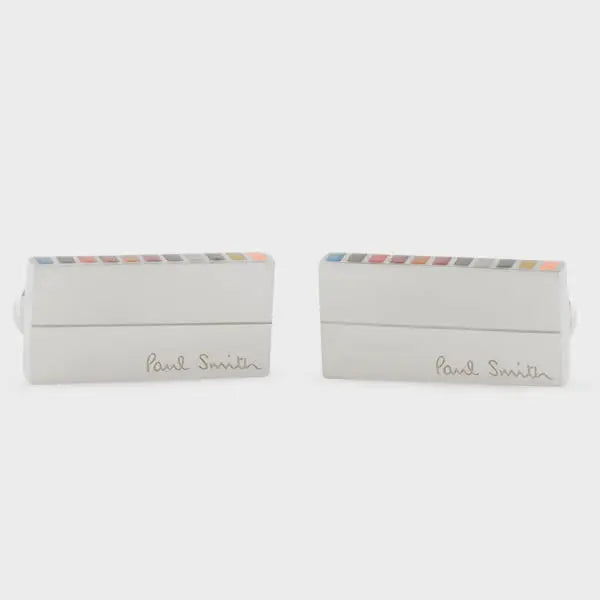 Paul Smith Silver 'Signature Stripe' Edge Cufflinks Multicolour | LYBSTORE