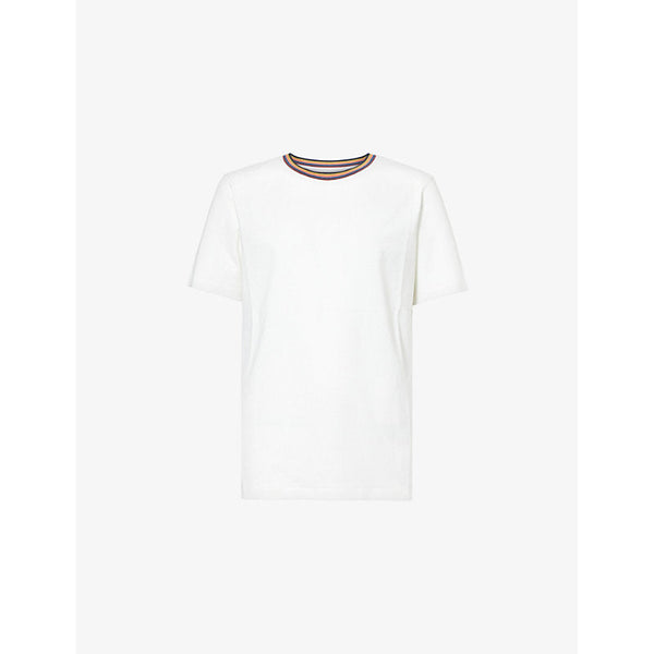 Paul Smith Striped-collar brand-print organic-cotton T-shirt