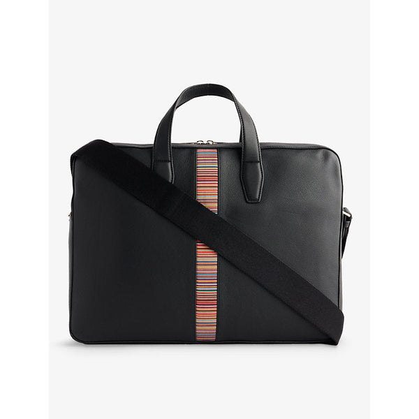 Womens Paul Smith Striped-panel zipped leather document bag