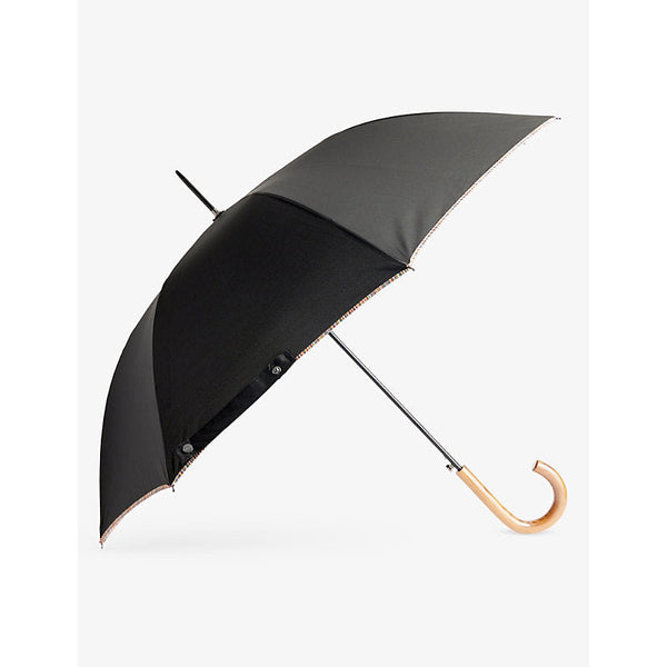 Mens Paul Smith Striped-trim wooden-handle woven umbrella