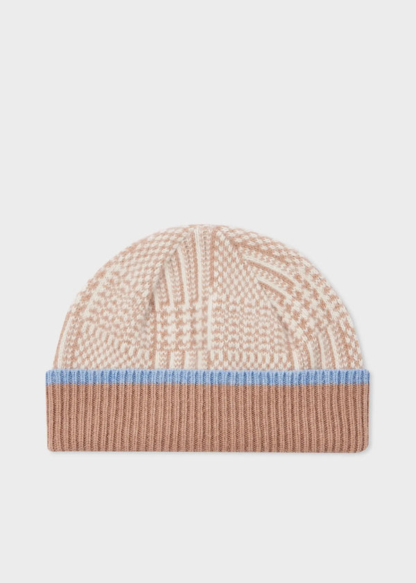 Paul Smith Women's Beige and Camel Check Beanie Hat White | LYBSTORE