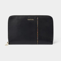 Paul Smith Women's Black Leather Signature Stripe Interior Zip Around Purse