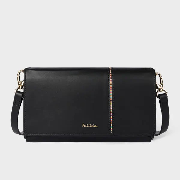 Paul Smith Women's Black Leather 'Signature Stripe' Phone Bag