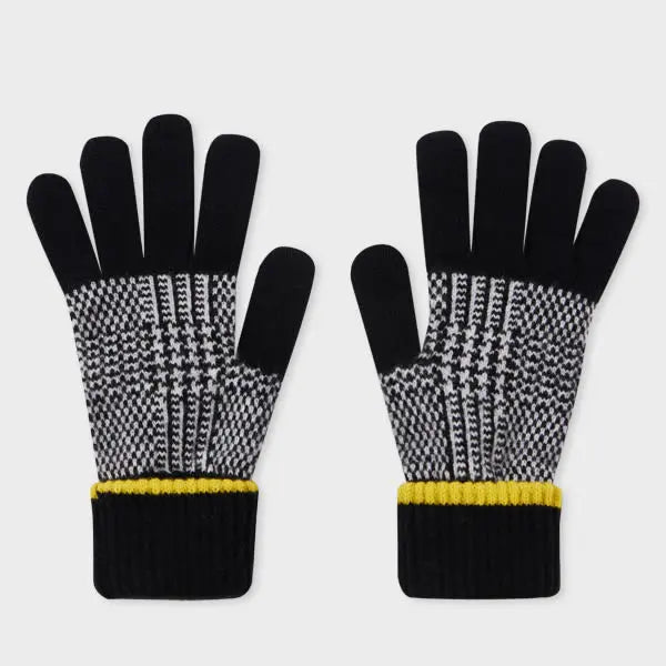 Paul Smith Women's Black Prince of Wales Check Gloves