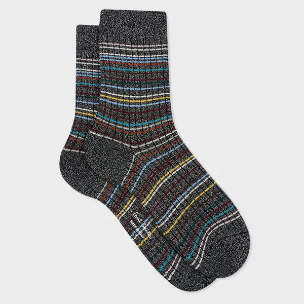 Paul Smith Women's Black Stitched 'Signature Stripe' Socks | LYBSTORE