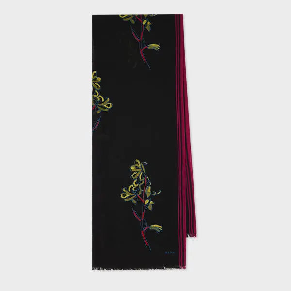 Paul Smith Women's Black 'Ruth Floral' Embroidered Scarf