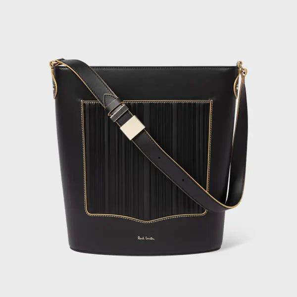 Paul Smith Women's Black 'Shadow Stripe' Leather Bucket Bag