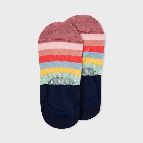 Paul Smith Women's Blue 'Swirl Stripe' Loafer Socks