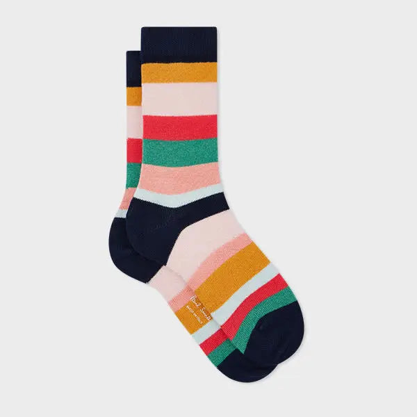 Paul Smith Women's Cotton-Blend Multicolour Stripe Socks Blue | LYBSTORE